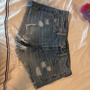 Abercrombie & Fitch Blue Distressed Jean Shorts